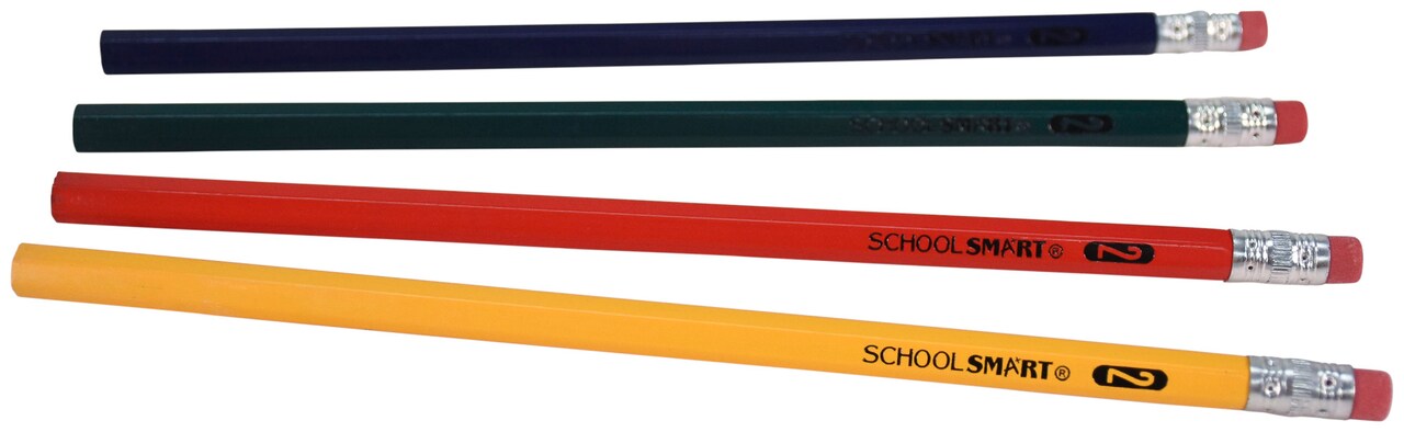 School Smart Traditional No 2 Pencils, Assorted Colors, Pack of 144